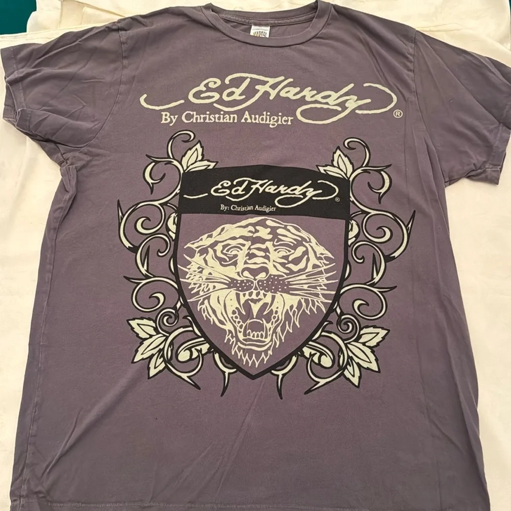 Ed Hardy by Christian Audigier t-shirt dark gray lion head design (mlb)